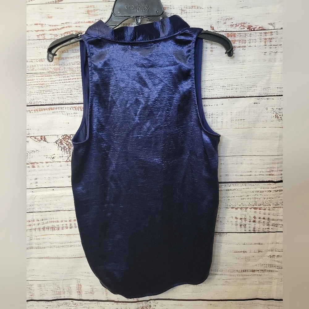 ANTHROPOLOGY Maeve S8 Sleveless Blue Tie Neck Blouse - Picture 10 of 12